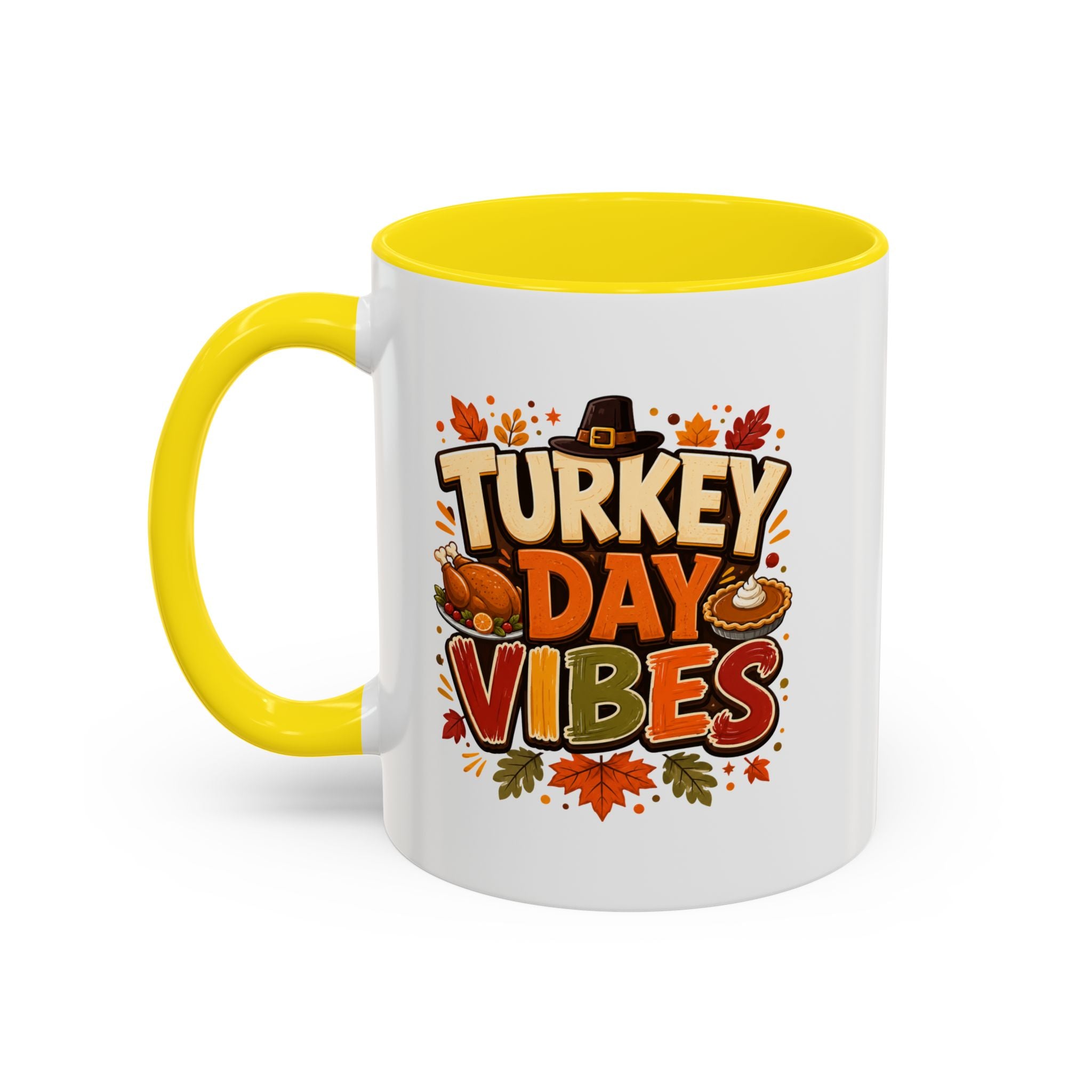 Thanksgiving Mug Turkey Day Vibes Accent Mug — Thanksgiving Coffee Cup