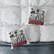Modern Day Christmas Content Creator Christmas Square Poly Canvas Pillow