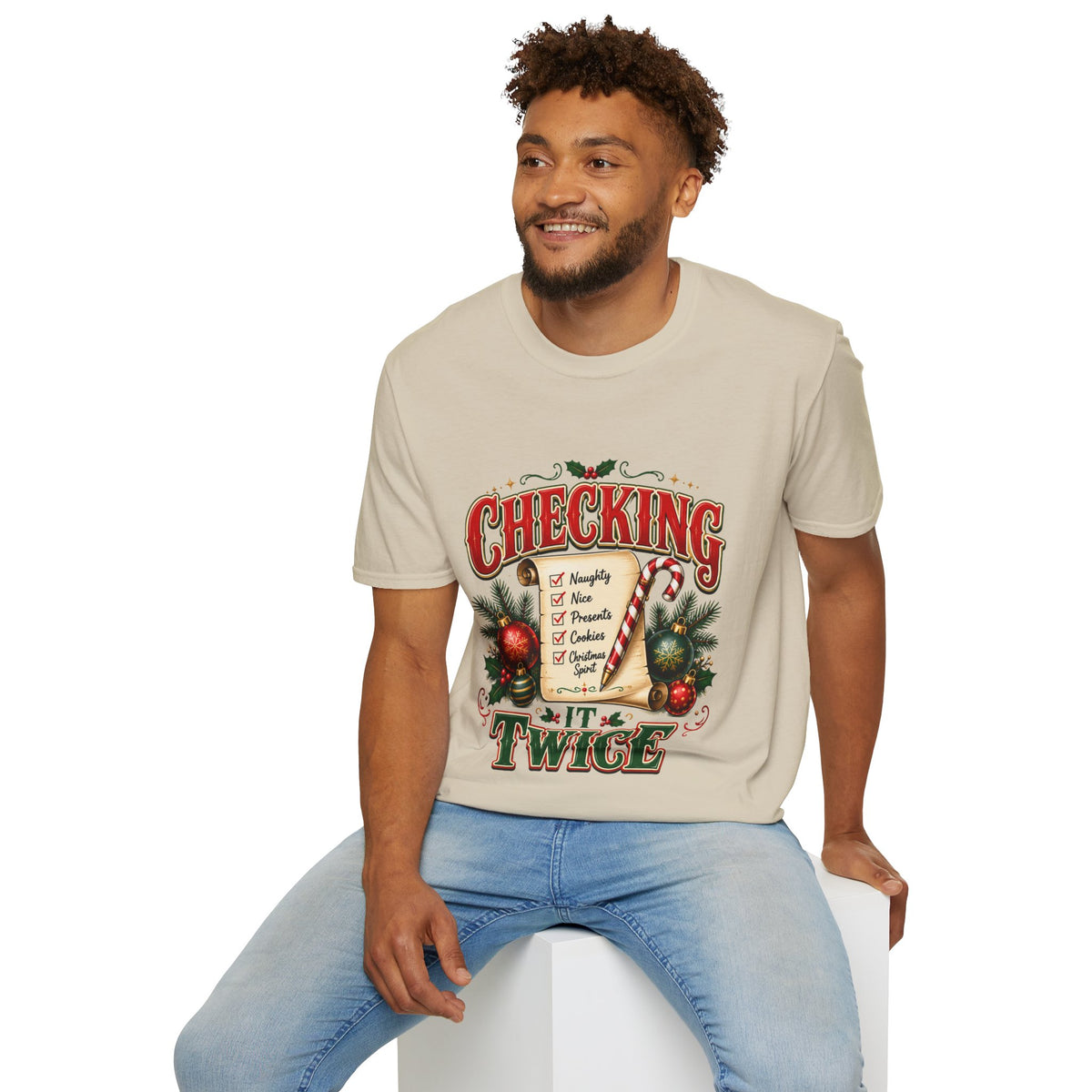 Checking It Twice Christmas T-Shirt — Naughty or Nice Holiday Tee