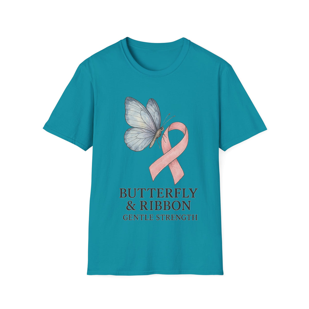 Butterfly and Ribbon Gentle Strength Graphic Tee, Pink Ribbon Breast Cancer T-Shirt - Trending Now - September 2026