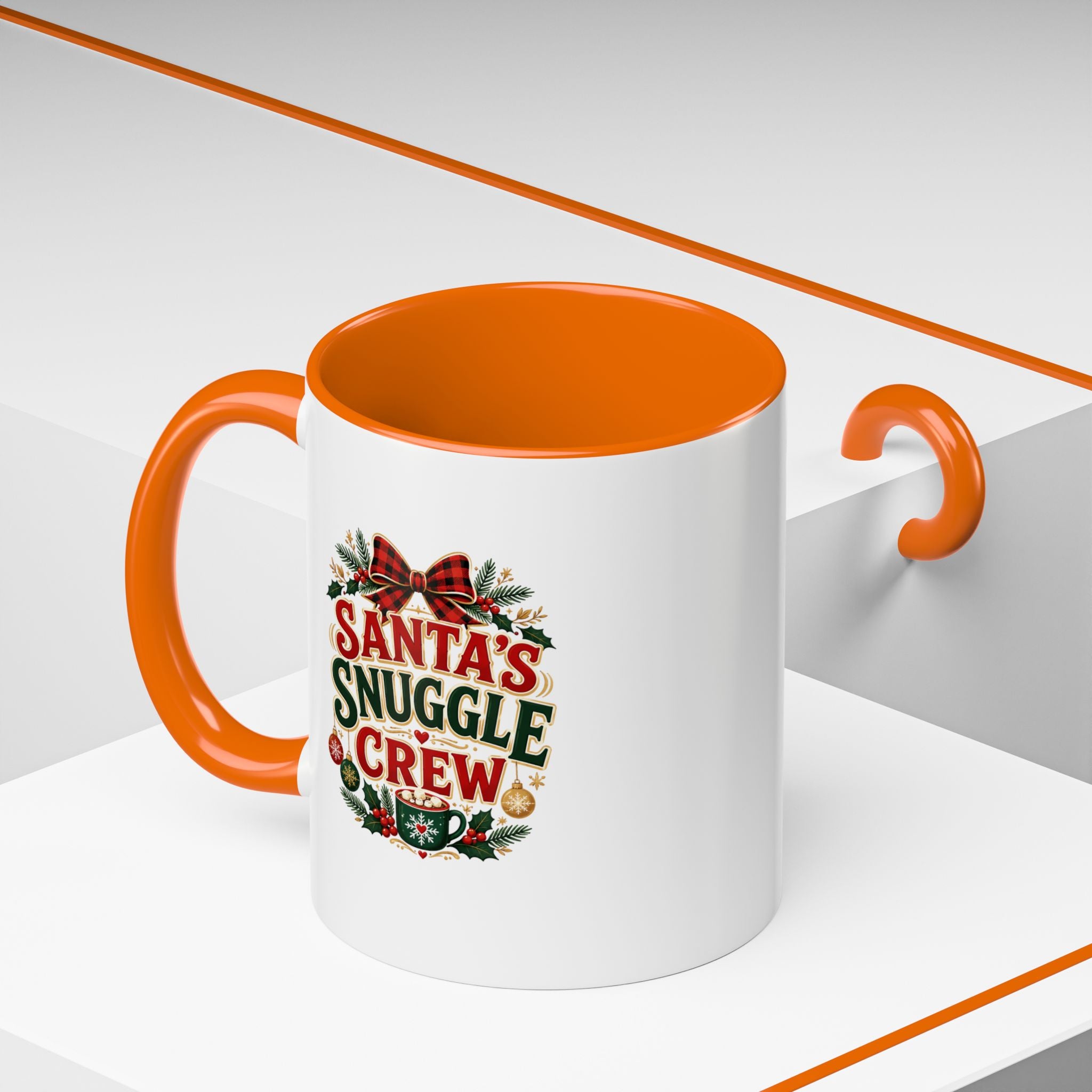 Santa’s Snuggle Crew Accent Coffee Mug — Holiday Christmas Cocoa Cup