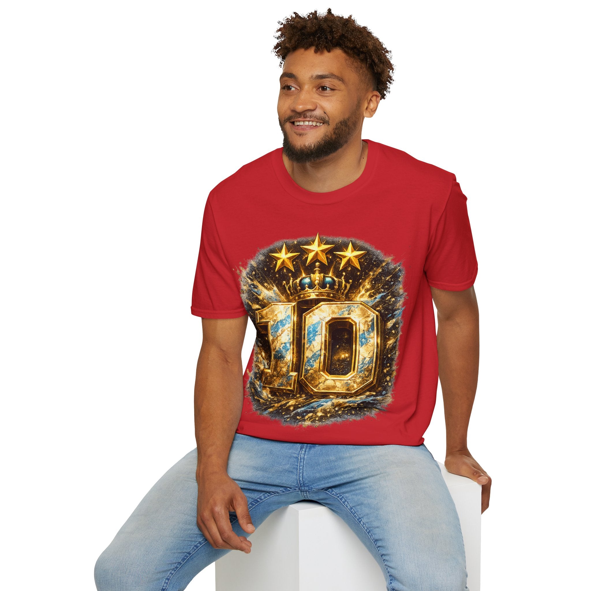 Argentina, MESSI #10 T-Shirt — Gold Crown '10' Victory Graphic Tee