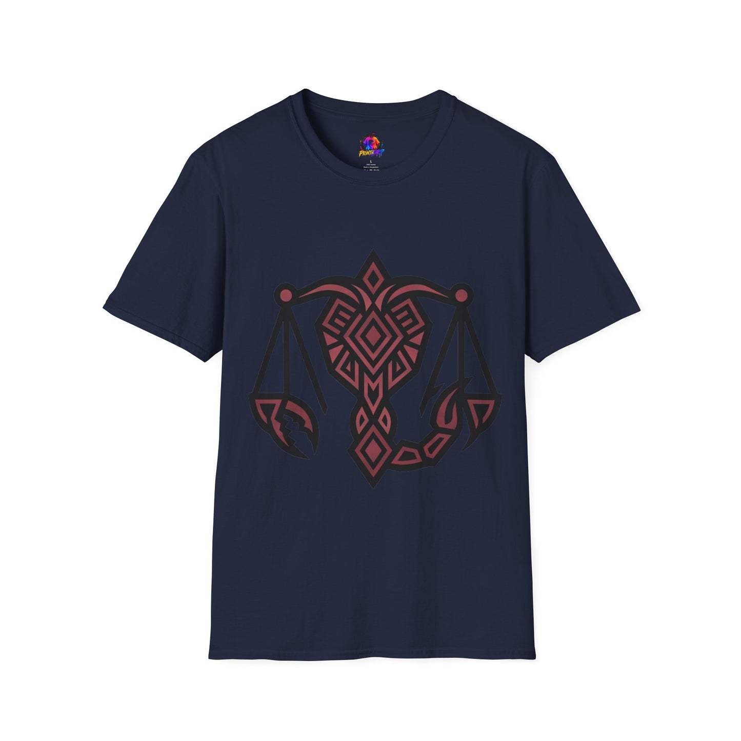Libra Scales Graphic T‑Shirt — Tribal Zodiac Balance Design