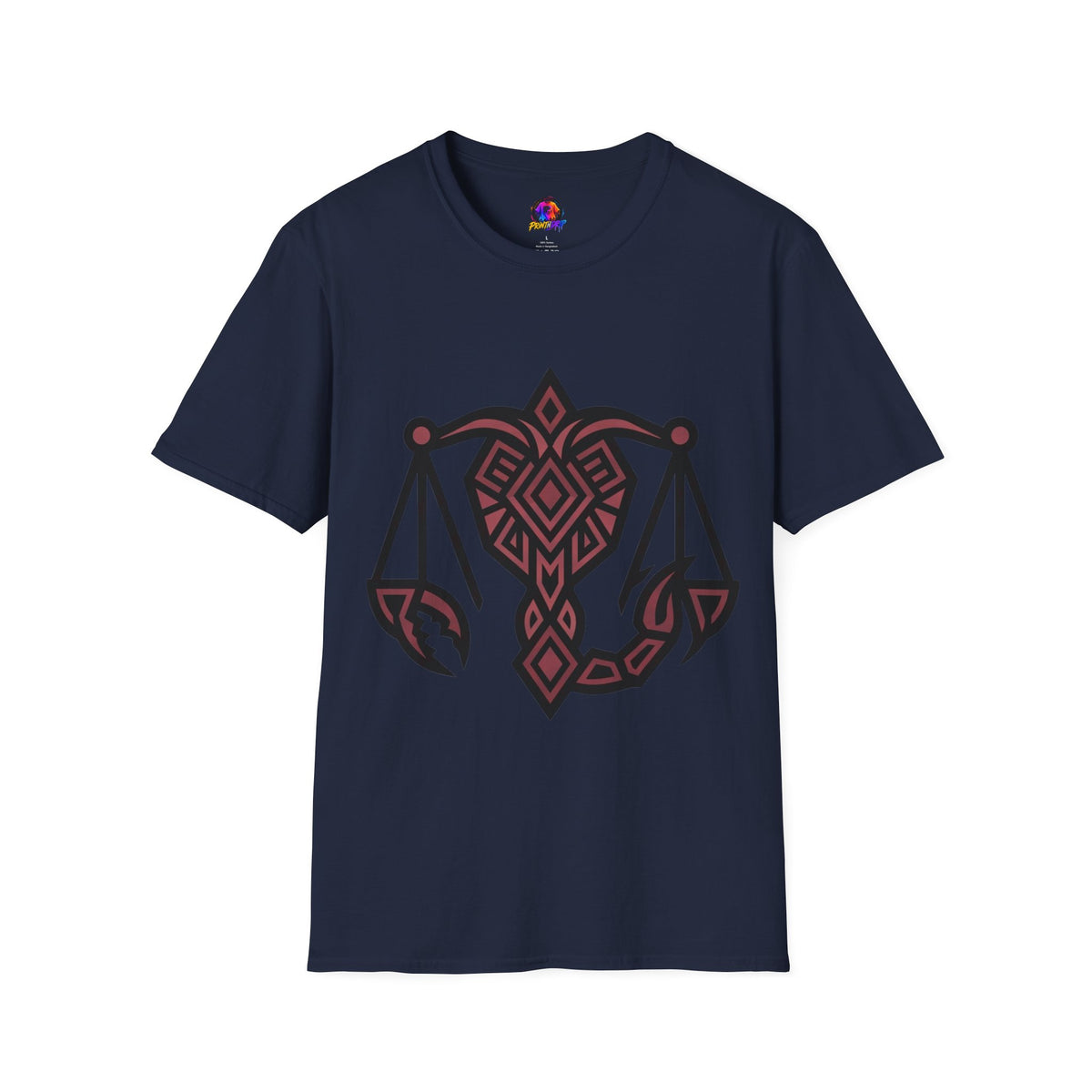 Libra Scales Graphic T‑Shirt — Tribal Zodiac Balance Design