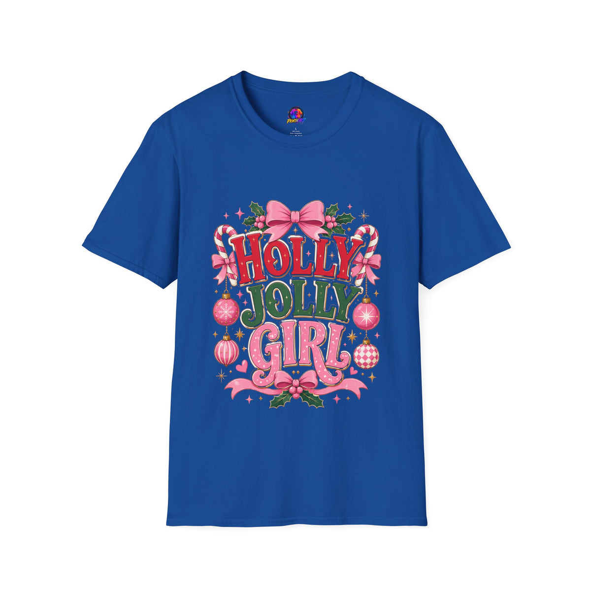 Holly Jolly Girl T-Shirt — Pink Holiday Graphic Tee