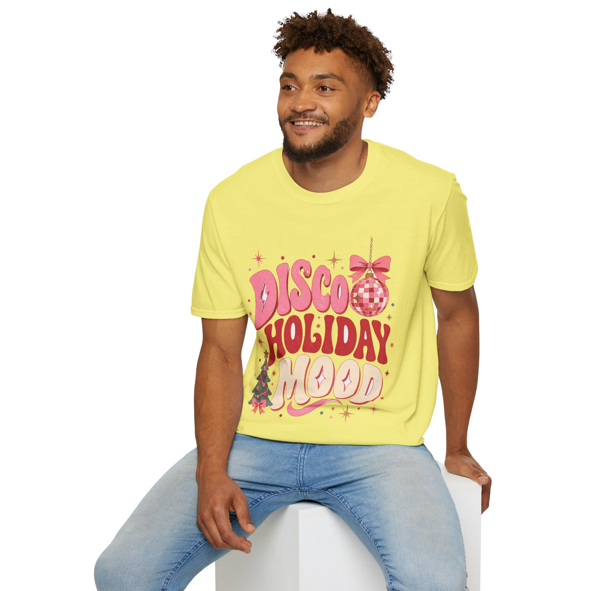 Disco Holiday T-Shirt — Retro Pink Disco Ball Christmas Tee