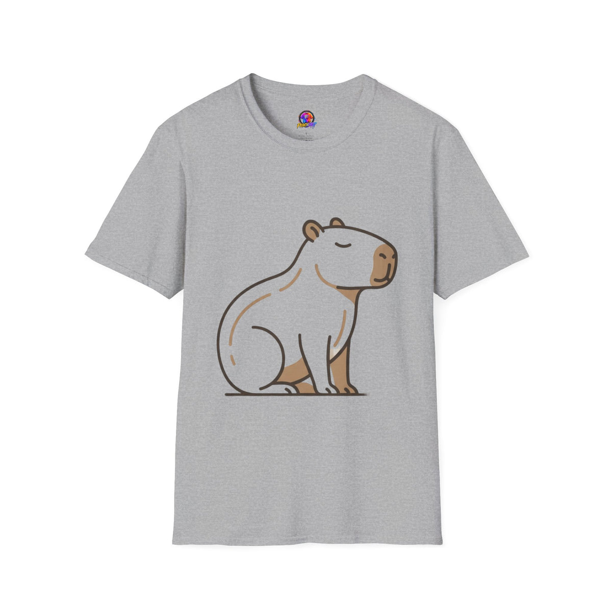 Cute Relaxed Capybara T-Shirt — Minimal Cartoon Capybara Graphic Tee