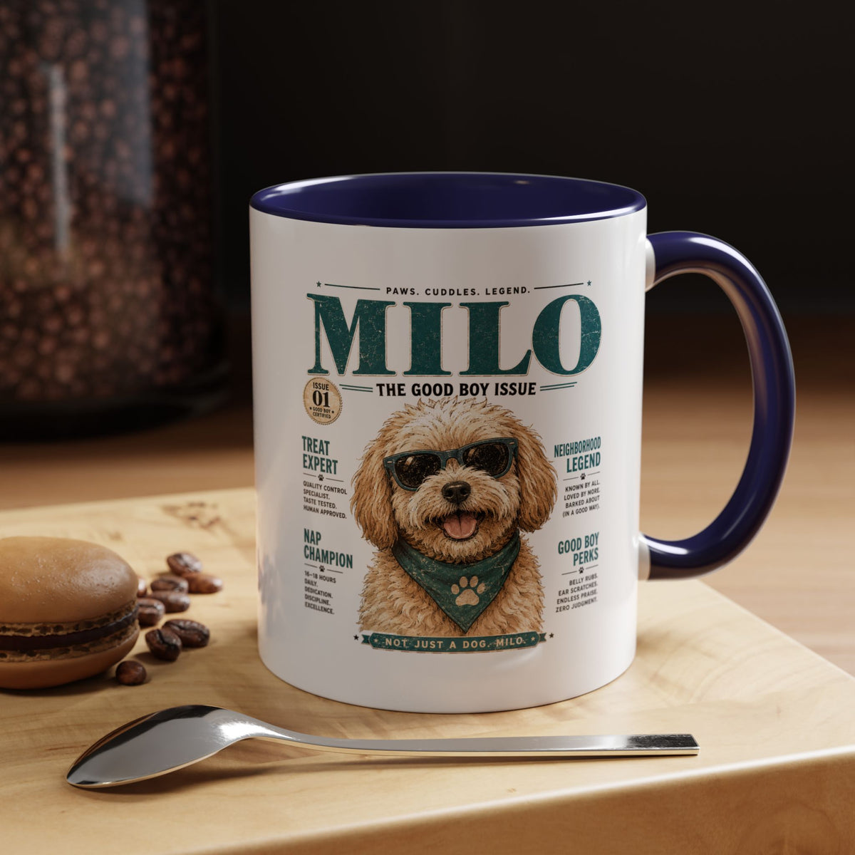 Milo Bailey Dog Dad Mom Milo Magazine-Style Accent Coffee Mug — Cute Dog Portrait
