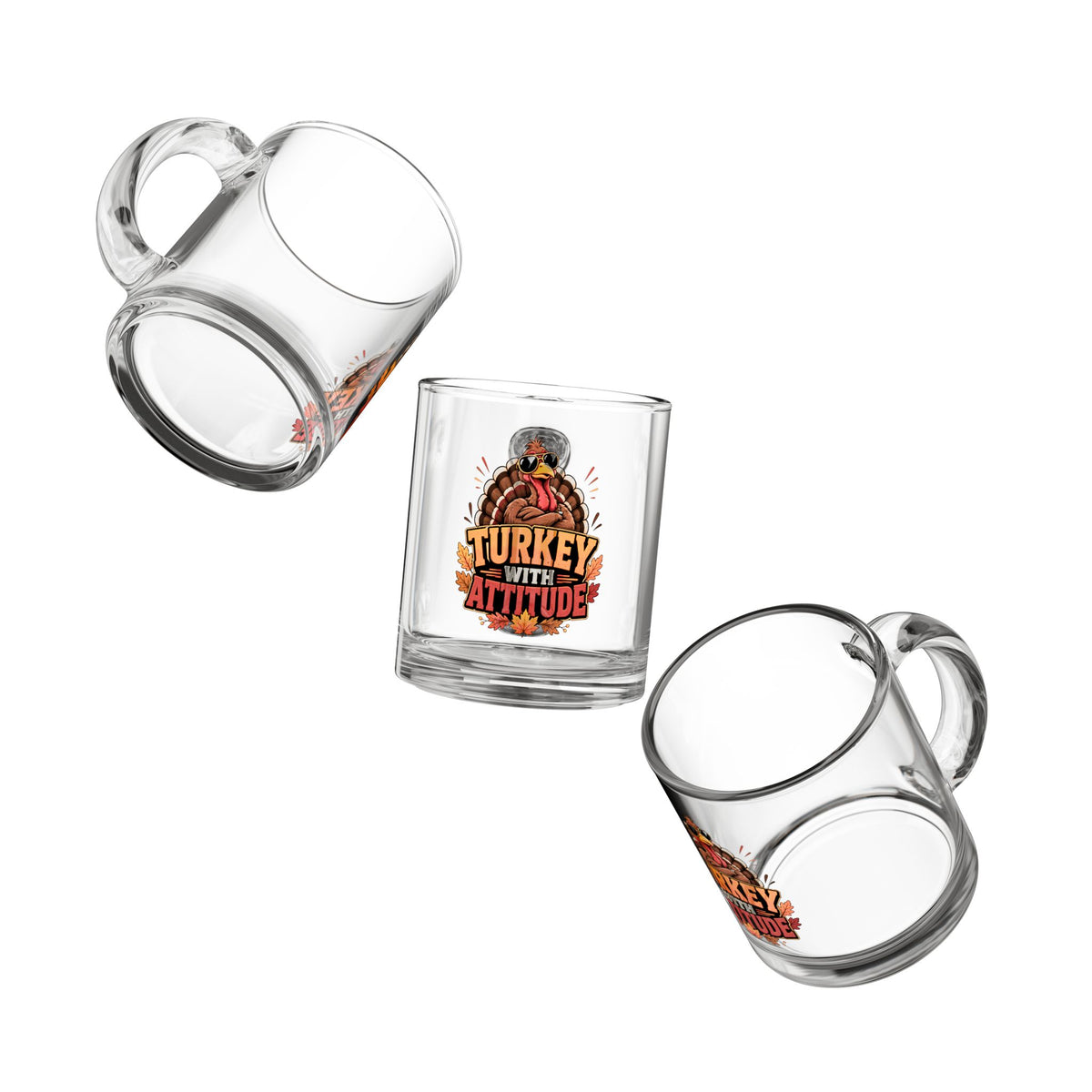 Glass Mug — 'Turkey With Attitude' Thanksgiving Coffee Mug, 10oz