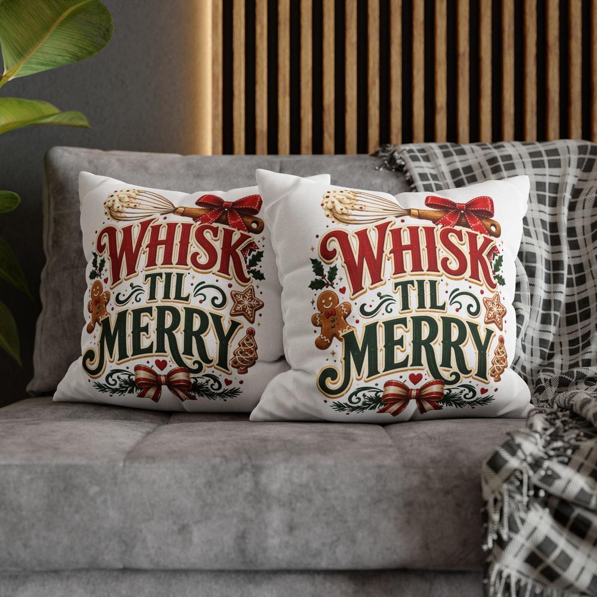 Christmas Whisk 'Til Merry Christmas Pillowcase Spun Square Pillowcase