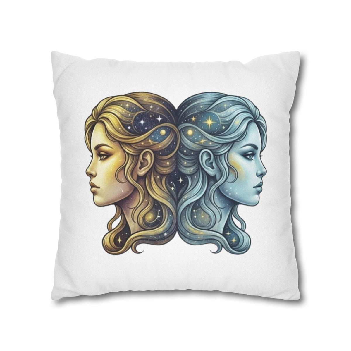 Gemini Moon & Sun Decorative Pillowcase — Zodiac Twins Astrology Throw Pillow Cover