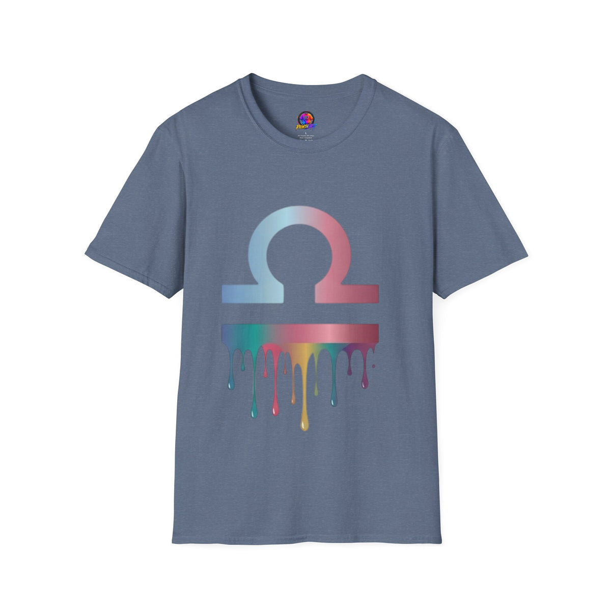 Libra Zodiac Omega Symbol T‑Shirt — Pastel Gradient Drip Graphic Shirt