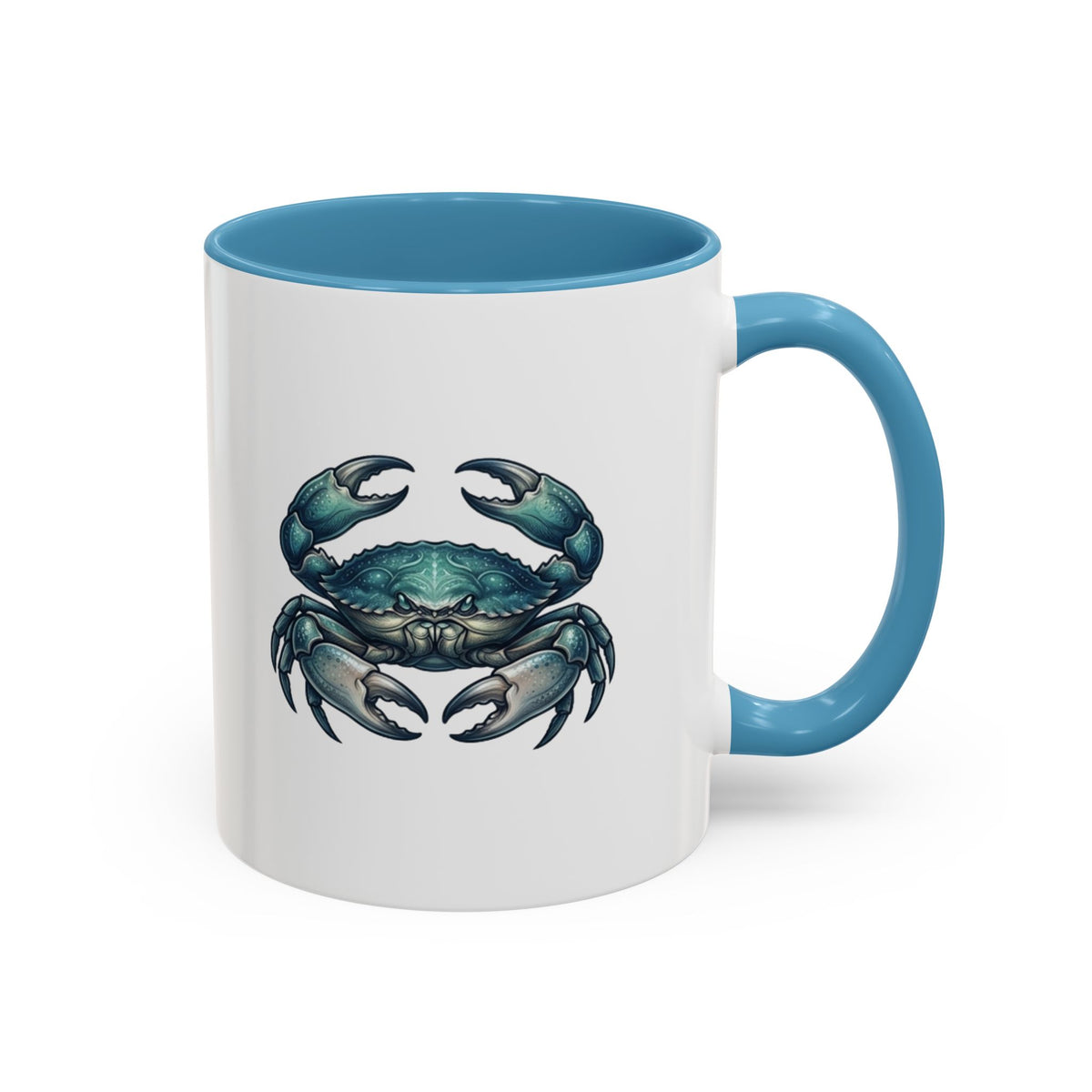 Cancer Zodiac Blue Crab Accent Coffee Mug — Nautical Beach Home Decor Gift