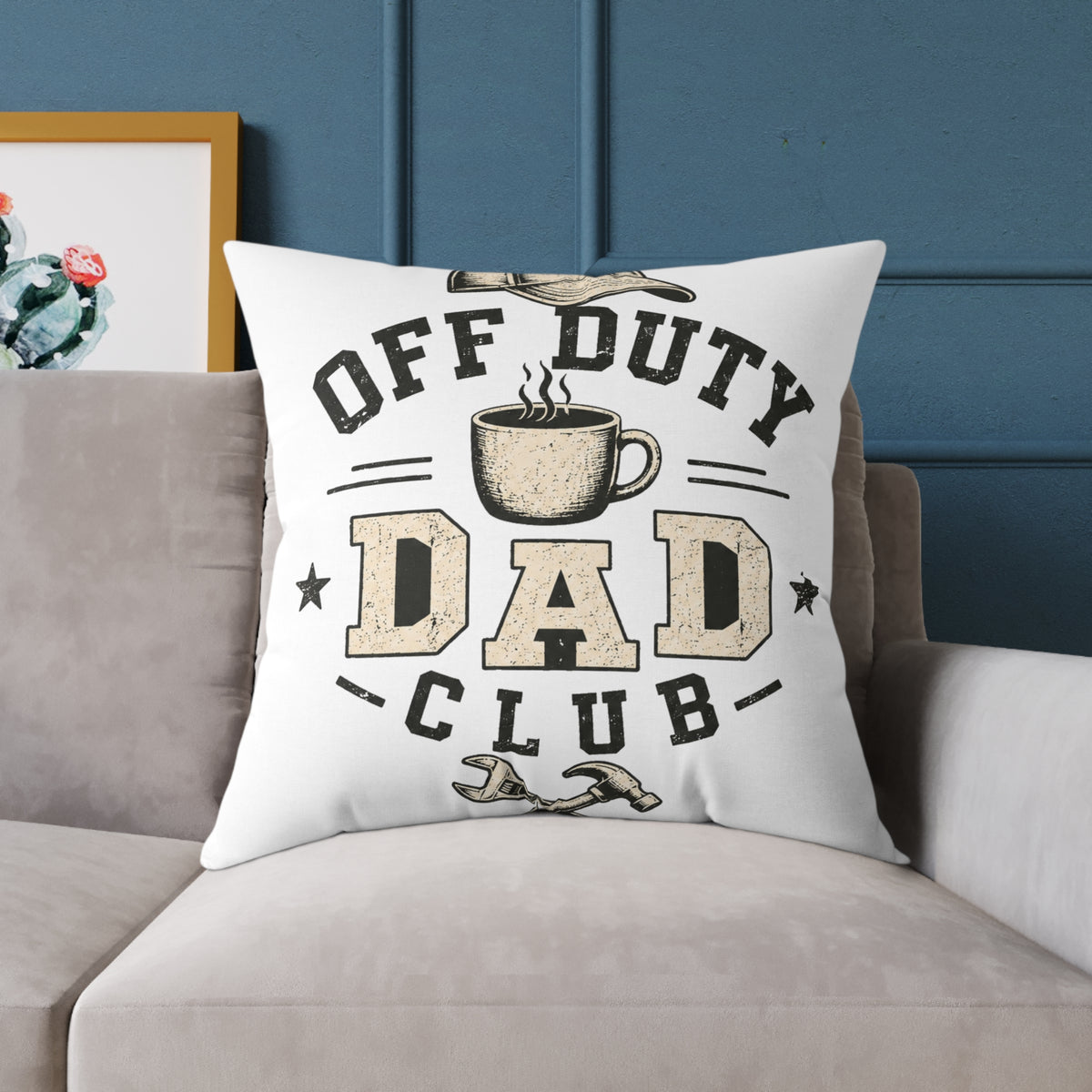 Off Duty Dad Club Throw Pillow  Milo Bailey Dog Dad Mom— Funny Father’s Day Decorative Cushion
