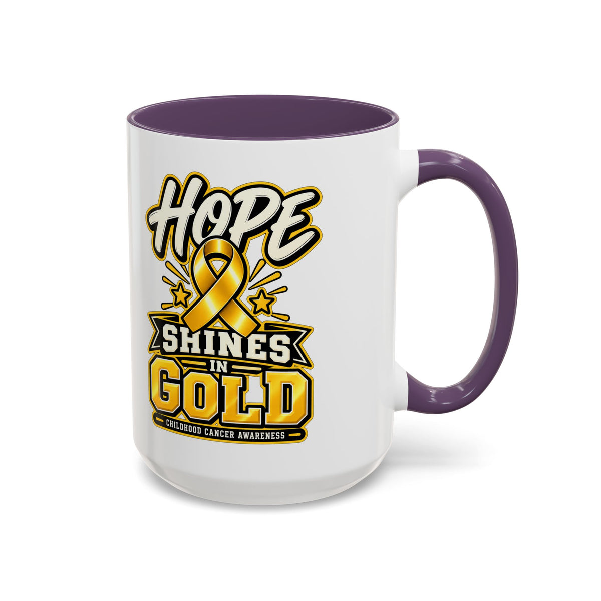 Hope Shines in Gold Coffee Mug — Childhood Cancer Awareness Accent Mug