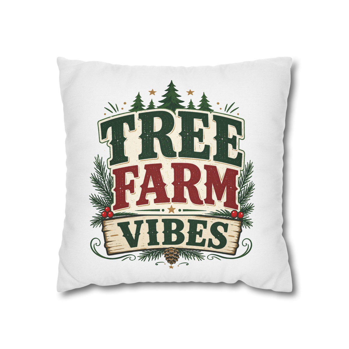 Christmas Pillowcase Tree Farm Vibes Holiday Pillow