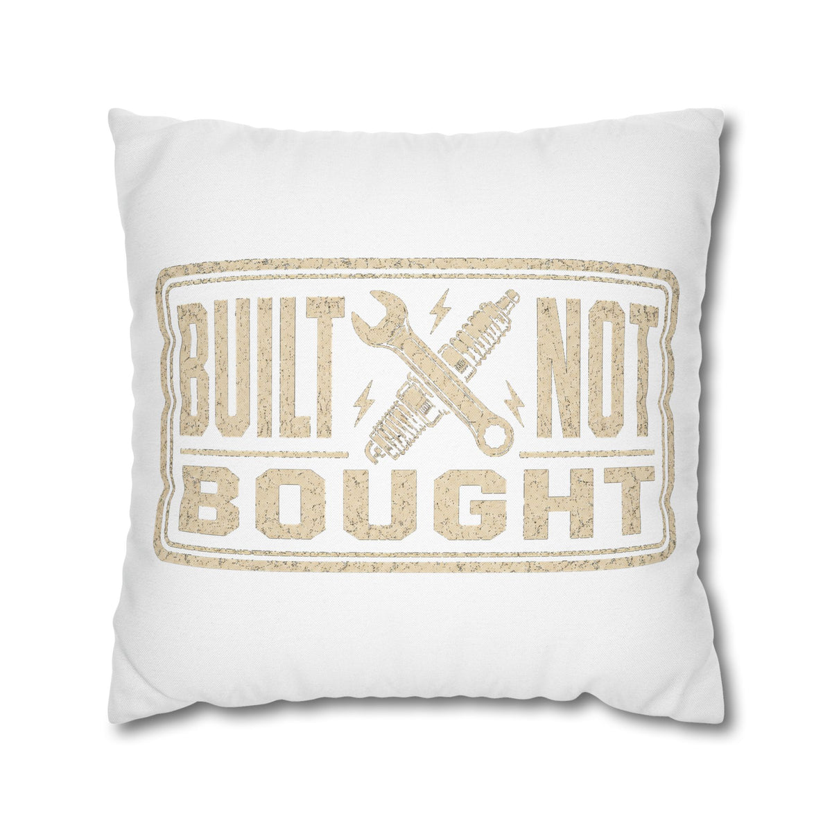 Built Not Bought Pillowcase Milo Bailey Dog Dad Mom — Rustic Mechanic Accent Pillow