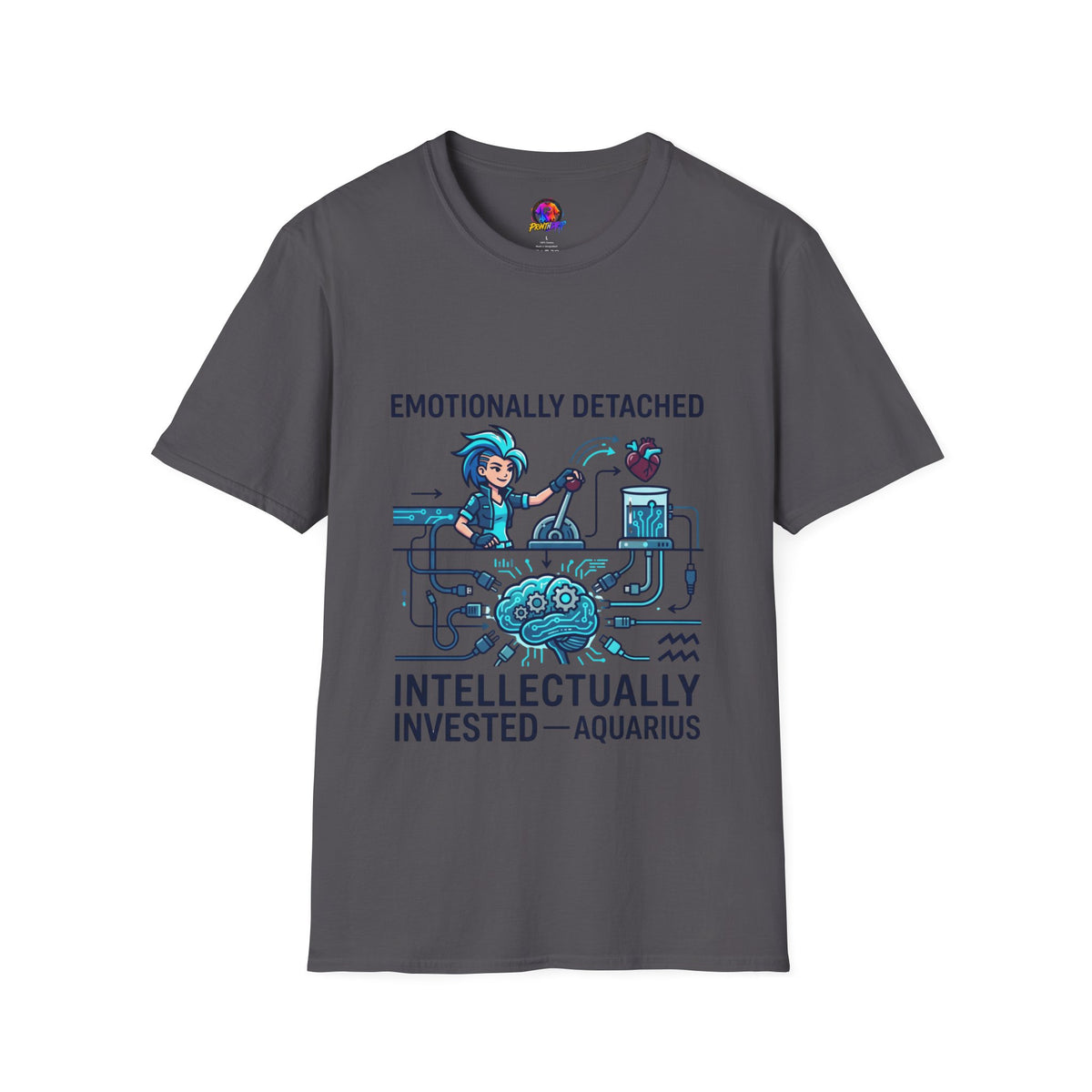Aquarius Zodiac Emotionally Detached, Intellectually Invested T-Shirt — Aquarian Graphic Tee