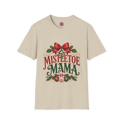 Mistletoe Mama T-Shirt — Festive Christmas Holiday Tee with Bow & Holly
