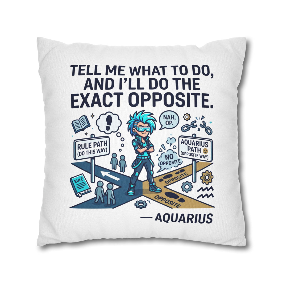 Aquarius Zodiac Spun Polyester Square Pillowcase
