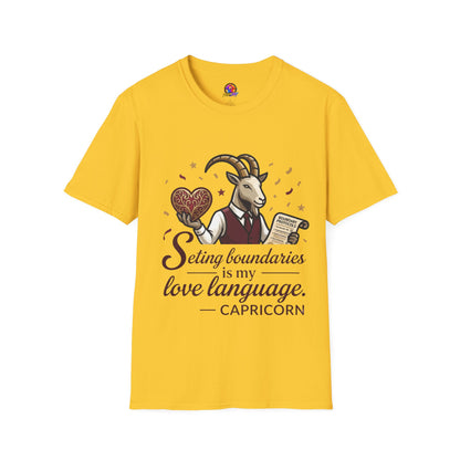 Capricorn T-Shirt — "Setting Boundaries is My Love Language" Zodiac Goat Tee