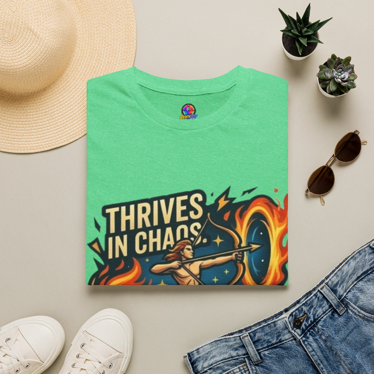 Sagittarius Archer T‑Shirt — "Thrives in Chaos" Zodiac Fire Sign Tee