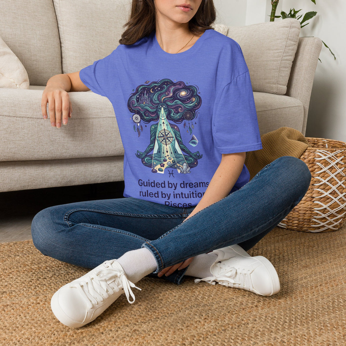 Pisces Zodiac Meditative Pisces T‑Shirt — 'Guided by dreams, ruled by intuition' Zodiac Tee