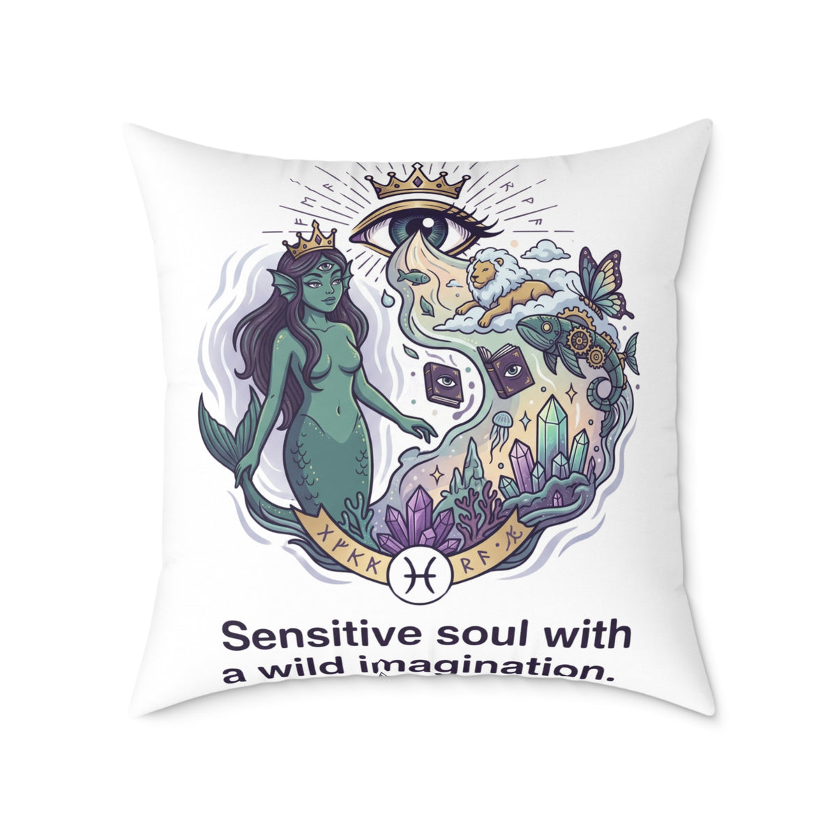 Pisces Zodiac Sensitive Soul With A Wild Imagination Square Poly Canvas Pillow