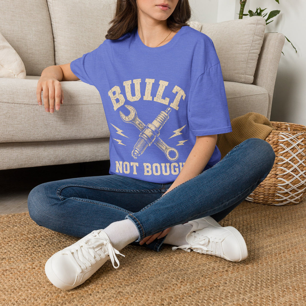 Built Not Bought T-Shirt — Mechanic Wrench & Spark Plug Vintage Tee