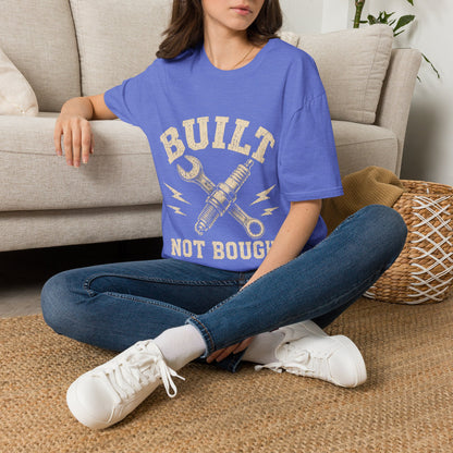 Built Not Bought T-Shirt — Mechanic Wrench & Spark Plug Vintage Tee
