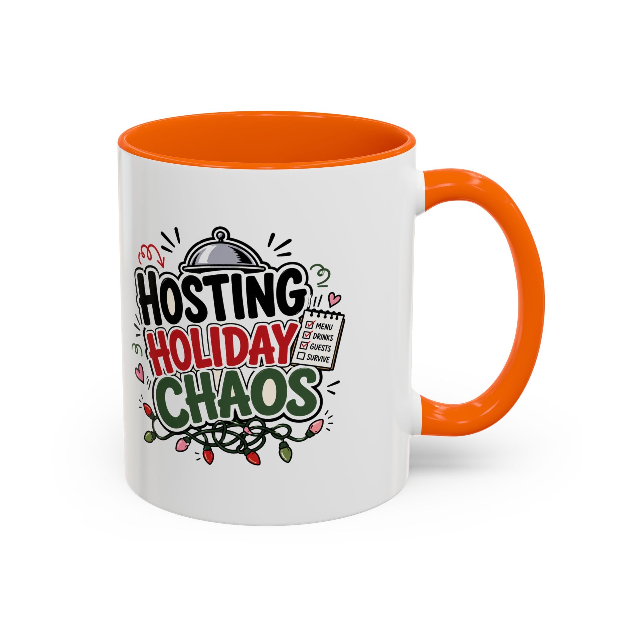 Modern Day Christmas Hosting Holiday Chaos Accent Coffee Mug — "Hosting Holiday Chaos" Funny Christmas Coffee Cup