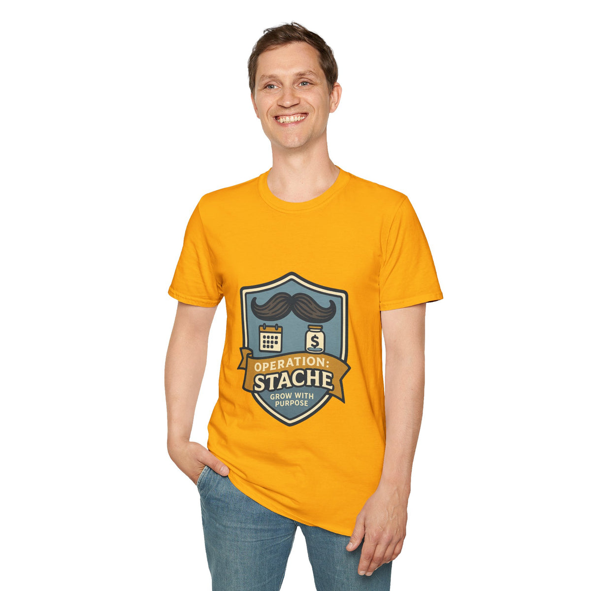 Mustache Badge T-Shirt — Stache Crest Graphic Tee - Trending Now - October 2026
