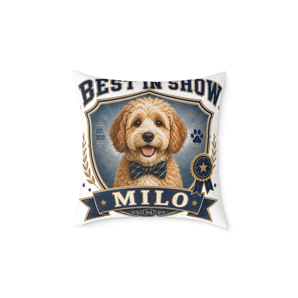 Best in Show Dog Pillow  Milo Bailey Dog Dad Mom — Personalized Milo Portrait Square Throw Pillow