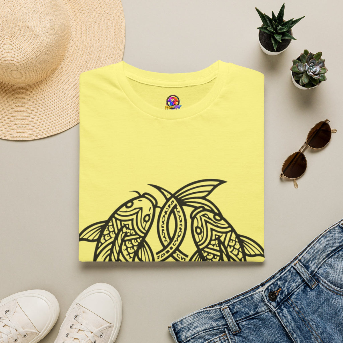 Pisces Zodiac Koi Fish Mandala T-Shirt — Intricate Zen koi Circle Design