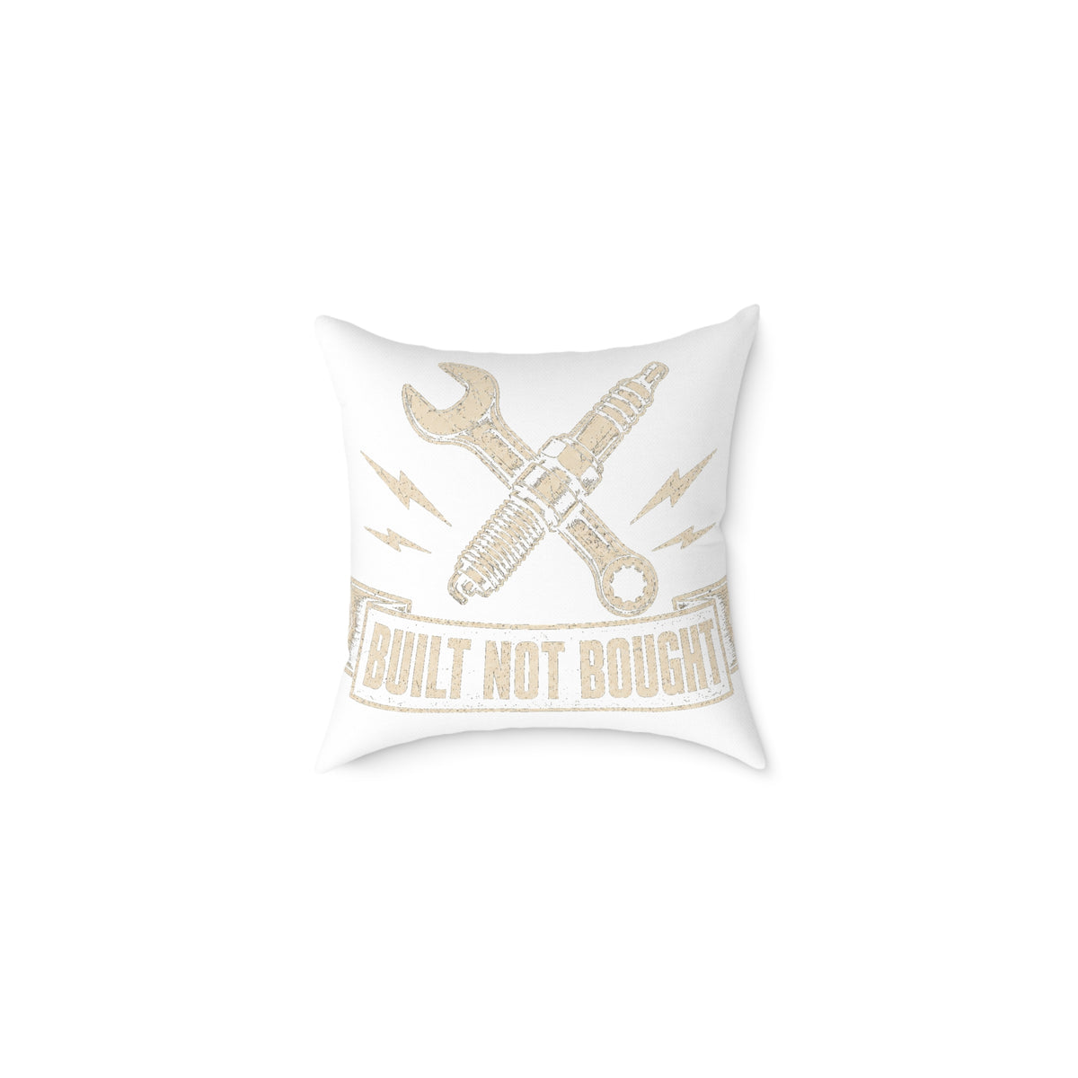 Built Not Bought Pillow - Mechanic Tool Wrench Spark Plug Milo Bailey Dog Dad Mom Decorative Throw Pillow