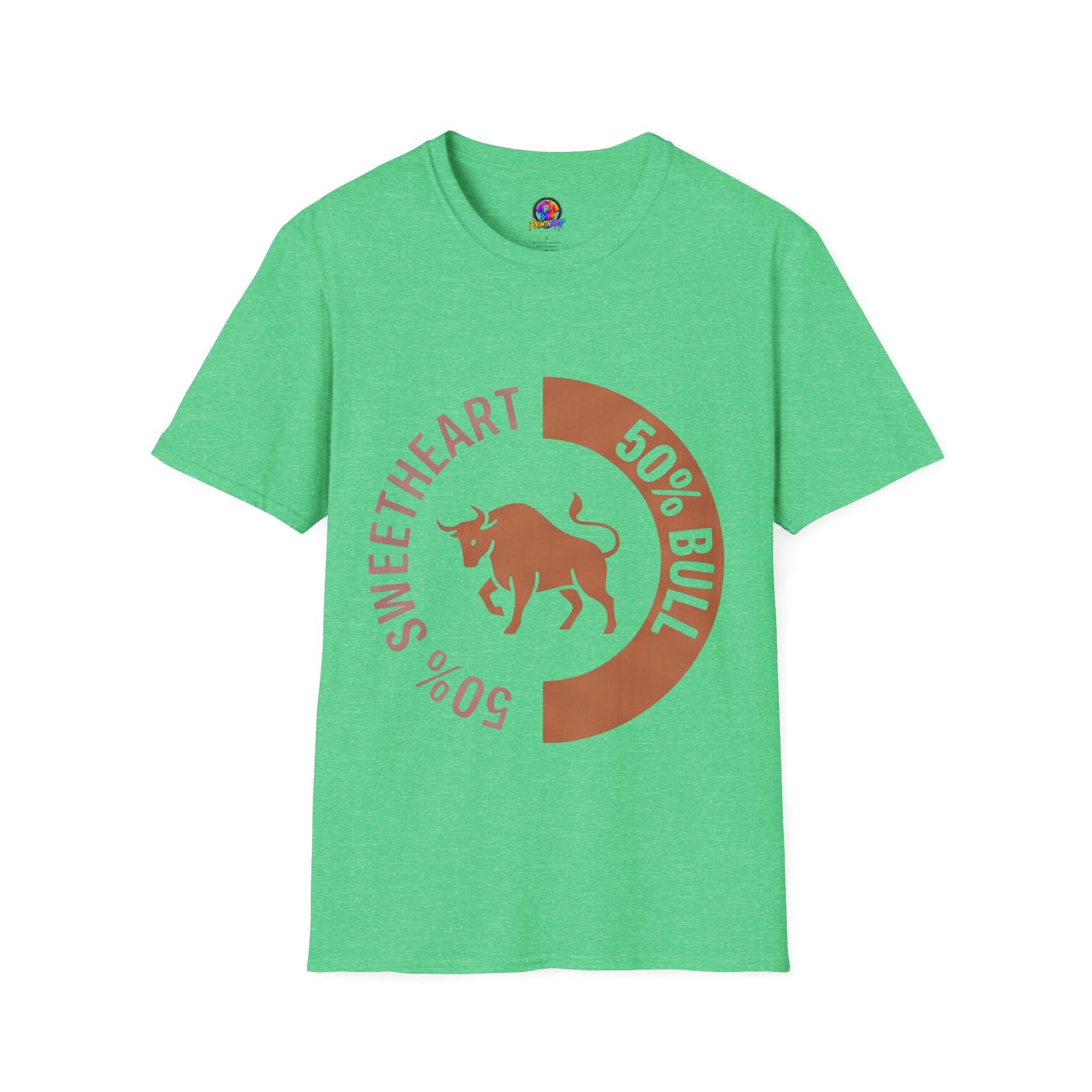 Bull Percentage Graphic T-Shirt — "50% Bull, 50% Sweetheart" Casual Tee
