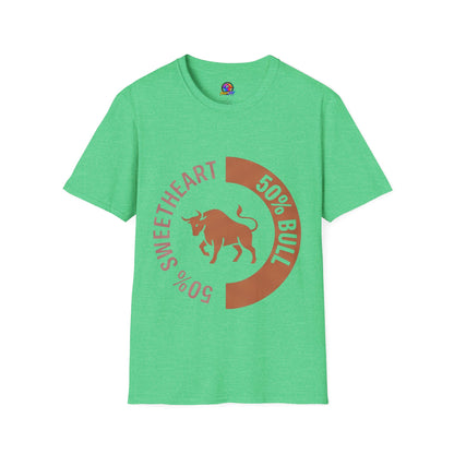 Bull Percentage Graphic T-Shirt — "50% Bull, 50% Sweetheart" Casual Tee