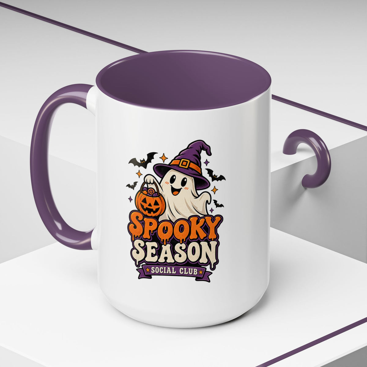 Spooky Season Coffee Mug — Cute Ghost Halloween Accent Mug (11/15oz)