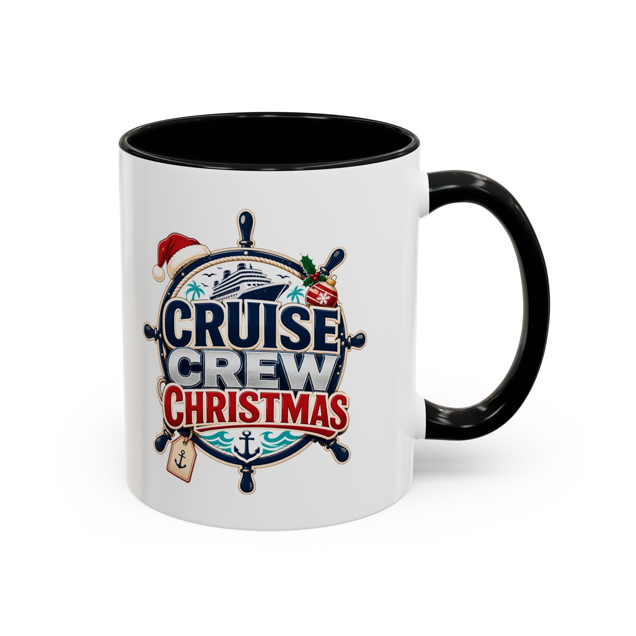 Modern Day Christmas  Cruise Crew Accent Coffee Mug - Holiday Nautical Travel Gift (11/15oz)