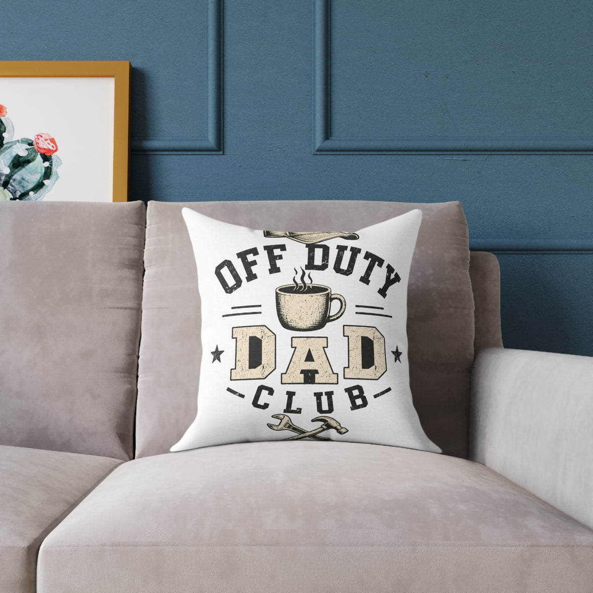 Off Duty Dad Club Throw Pillow  Milo Bailey Dog Dad Mom— Funny Father’s Day Decorative Cushion