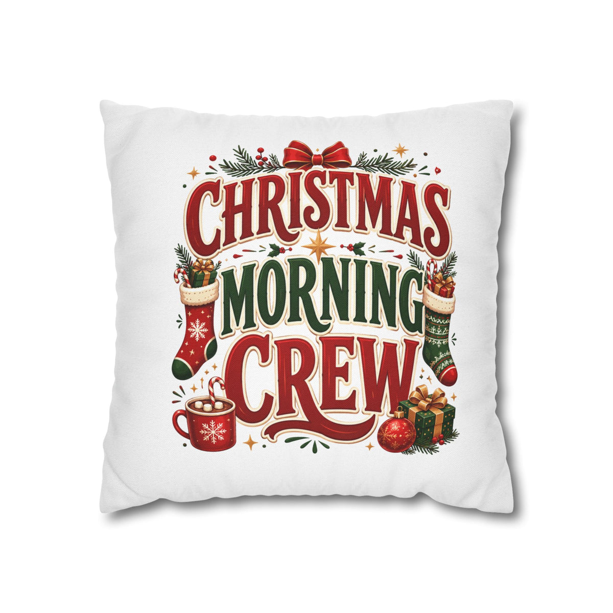 Christmas Spun Square Pillowcase  Morning Crew Pillowcase