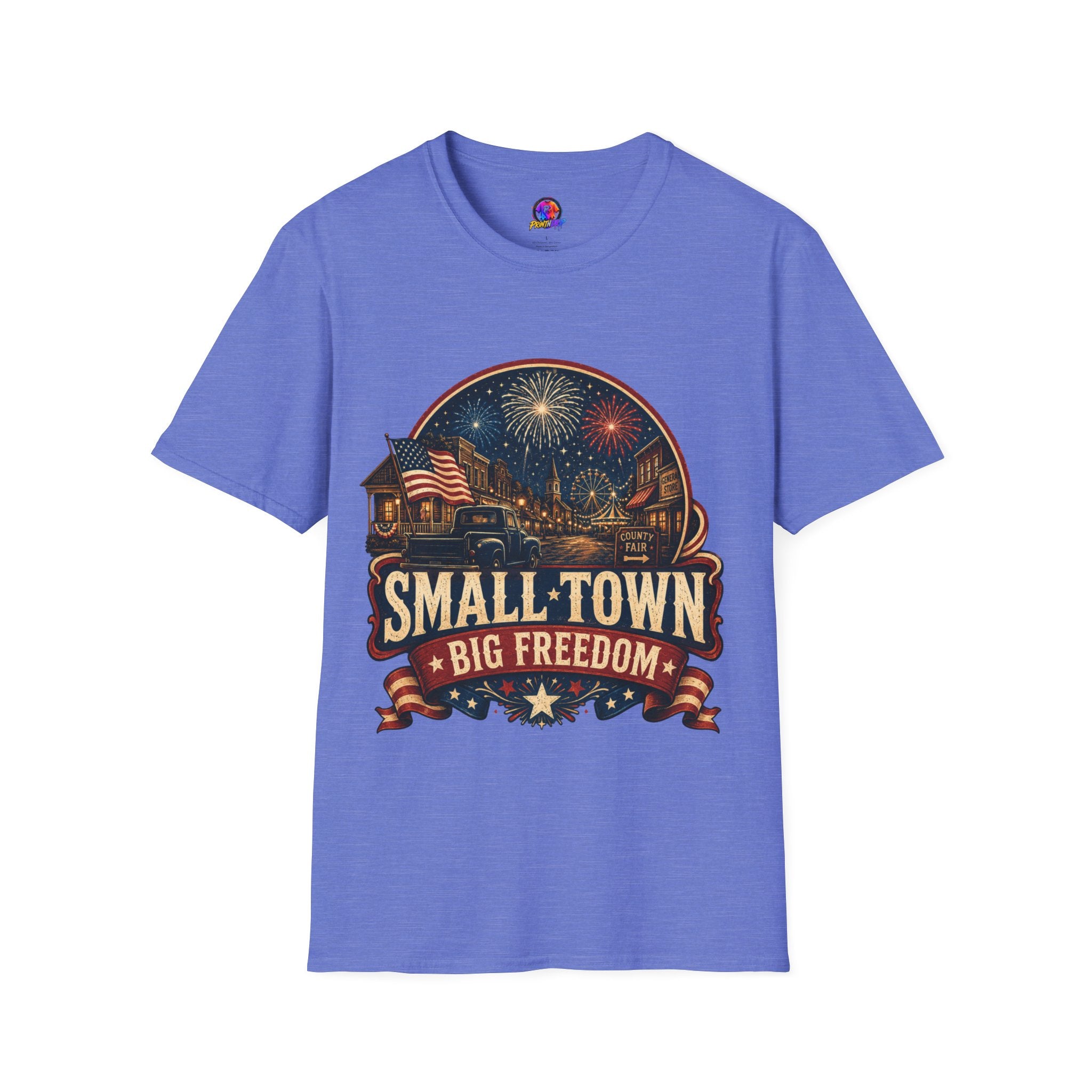 Small Town Big Freedom T-Shirt — Patriotic 4th of July Fireworks Tee