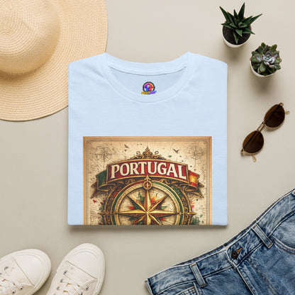 Portugal Compass T‑Shirt — Vintage Nautical Travel Tee