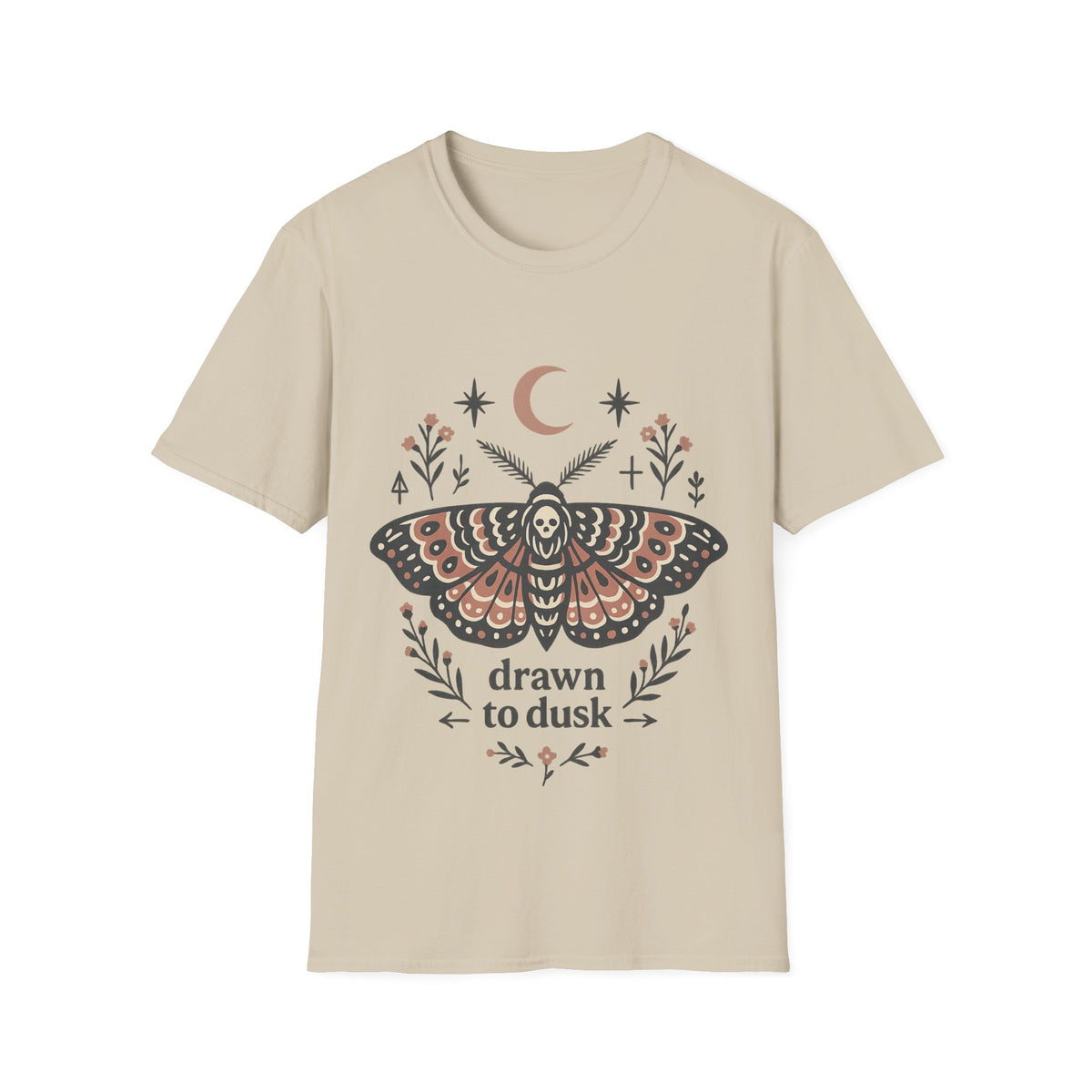 Mystic Moth T-Shirt — Crescent Moon & Floral Boho Graphic - Trending Now- August 2026