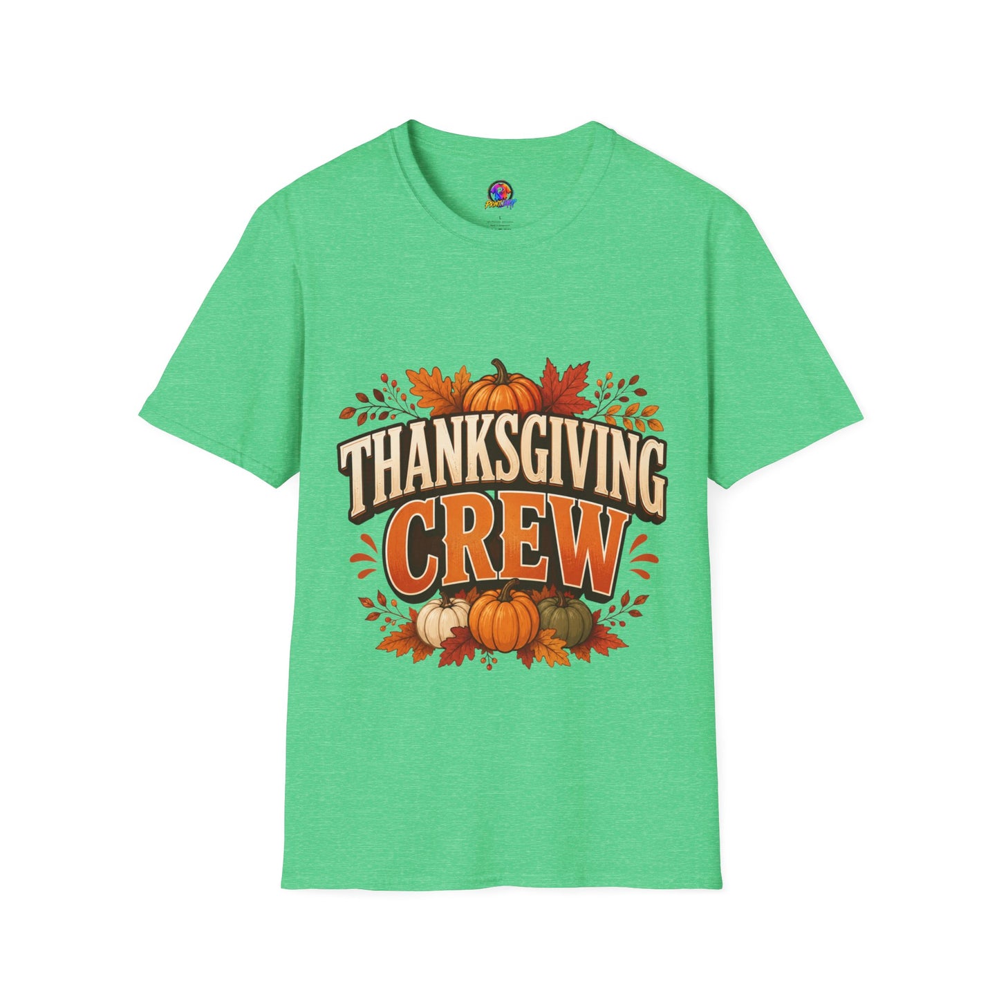 Thanksgiving Crew T-Shirt — Festive Pumpkin & Fall Leaves Holiday Tee