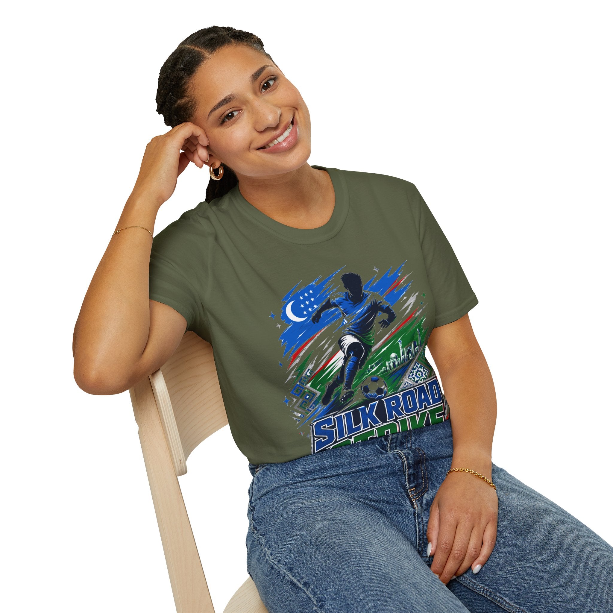 Silk Road Strike Soccer T-Shirt — Uzbekistan Football Graphic Tee