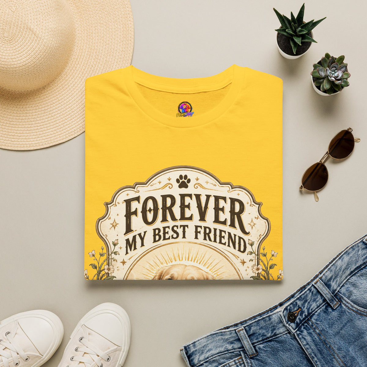 Dog Memorial T-Shirt — "Forever My Best Friend" Personalized Pet Tribute Tee