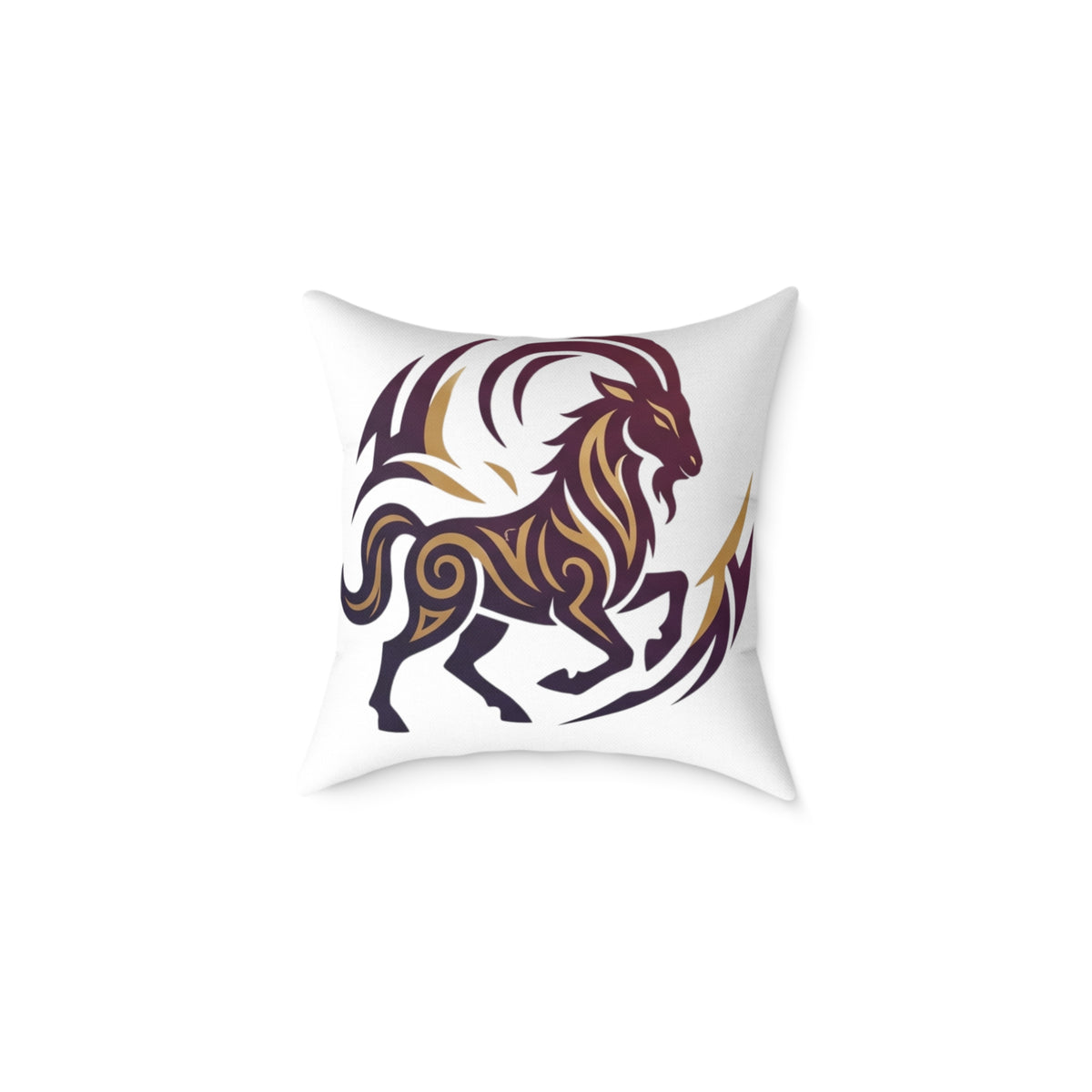 Capricorn Zodiac Tribal Lion Square Throw Pillow — Bold Abstract Mane Accent Cushion