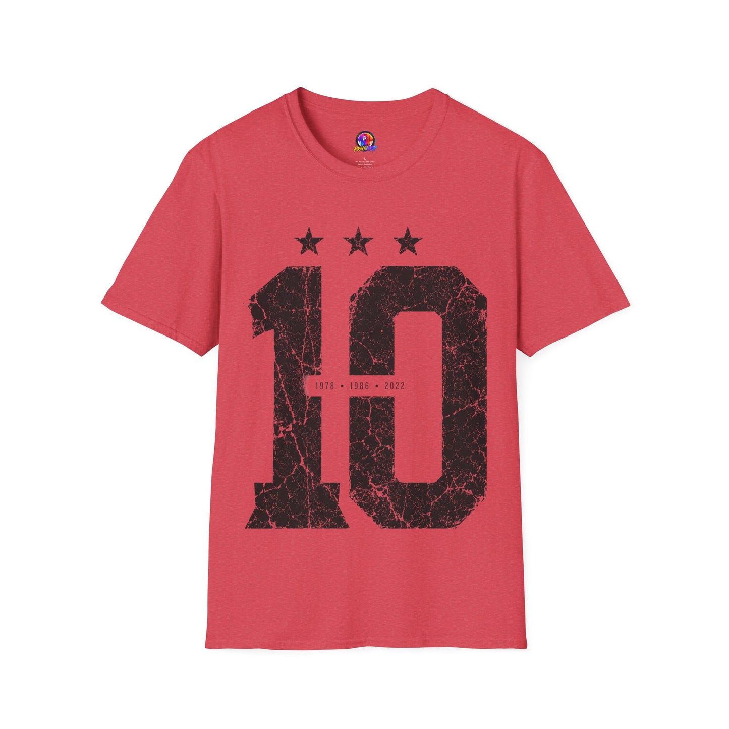 Vintage Argentina Worldcup winning No. 10 Jersey T-Shirt — Distressed Number Tee with Three Stars
