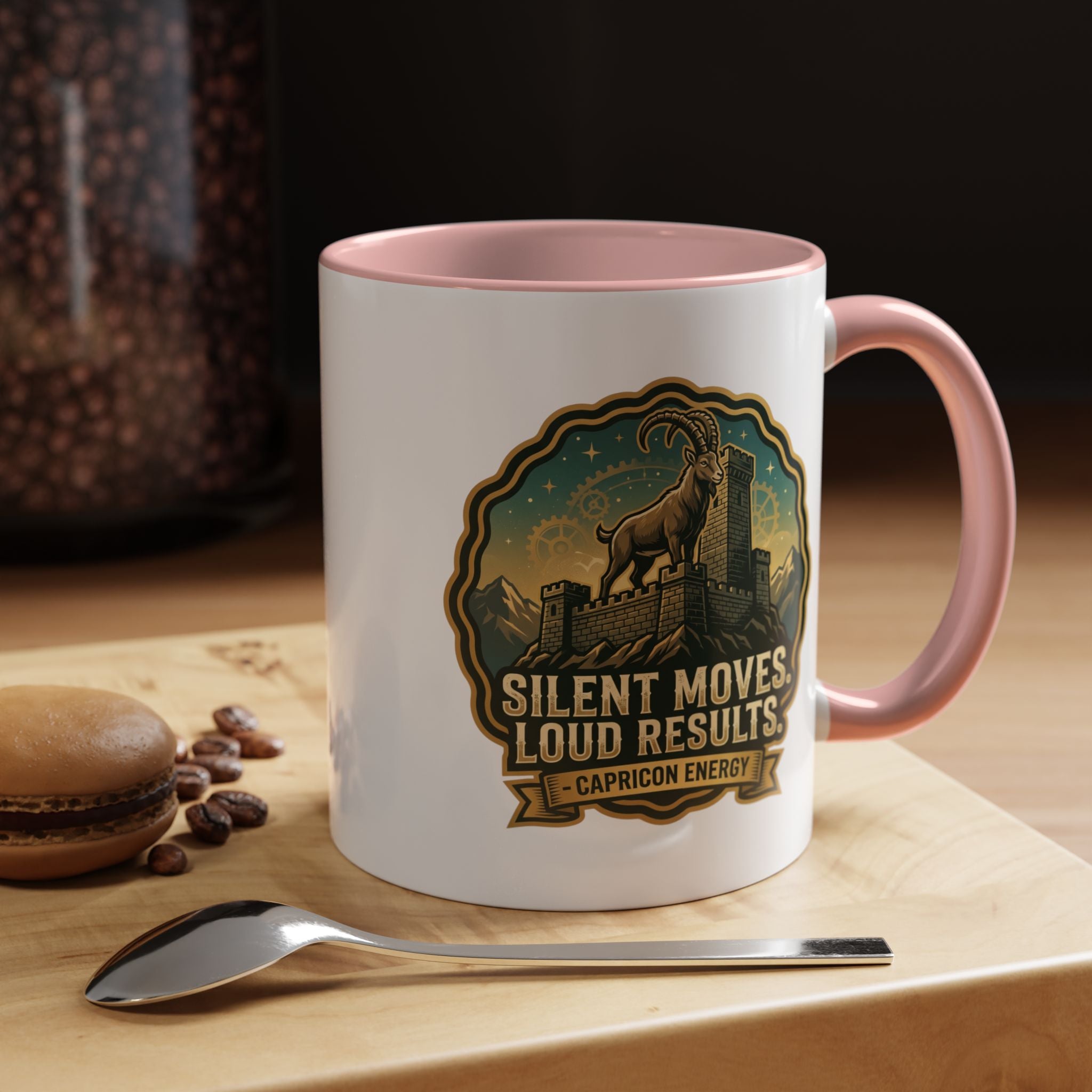 Capricorn Coffee Mug - "Silent Moves. Loud Results." Zodiac Goat Accent Mug